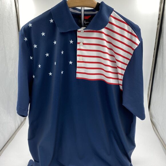 Walter Hagan Shirt Mens L American Flag Short Sleeve Pull Over Golf Golfer - Picture 1 of 7